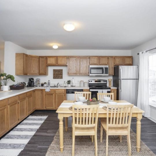 kitchen in penn state student apartment community