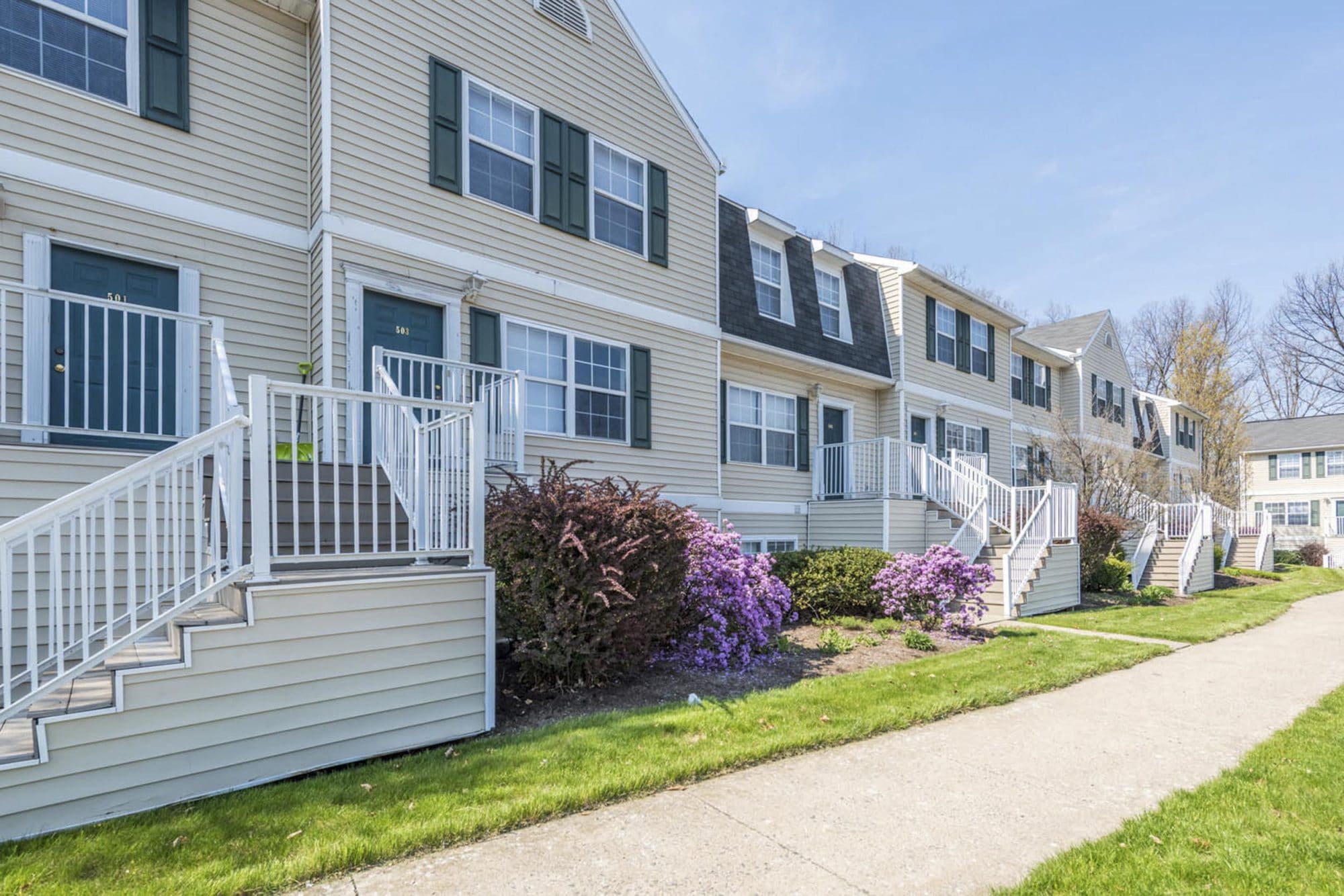 Exterior of penn state student apartment community