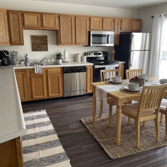 Kitchen in penn state student apartment community