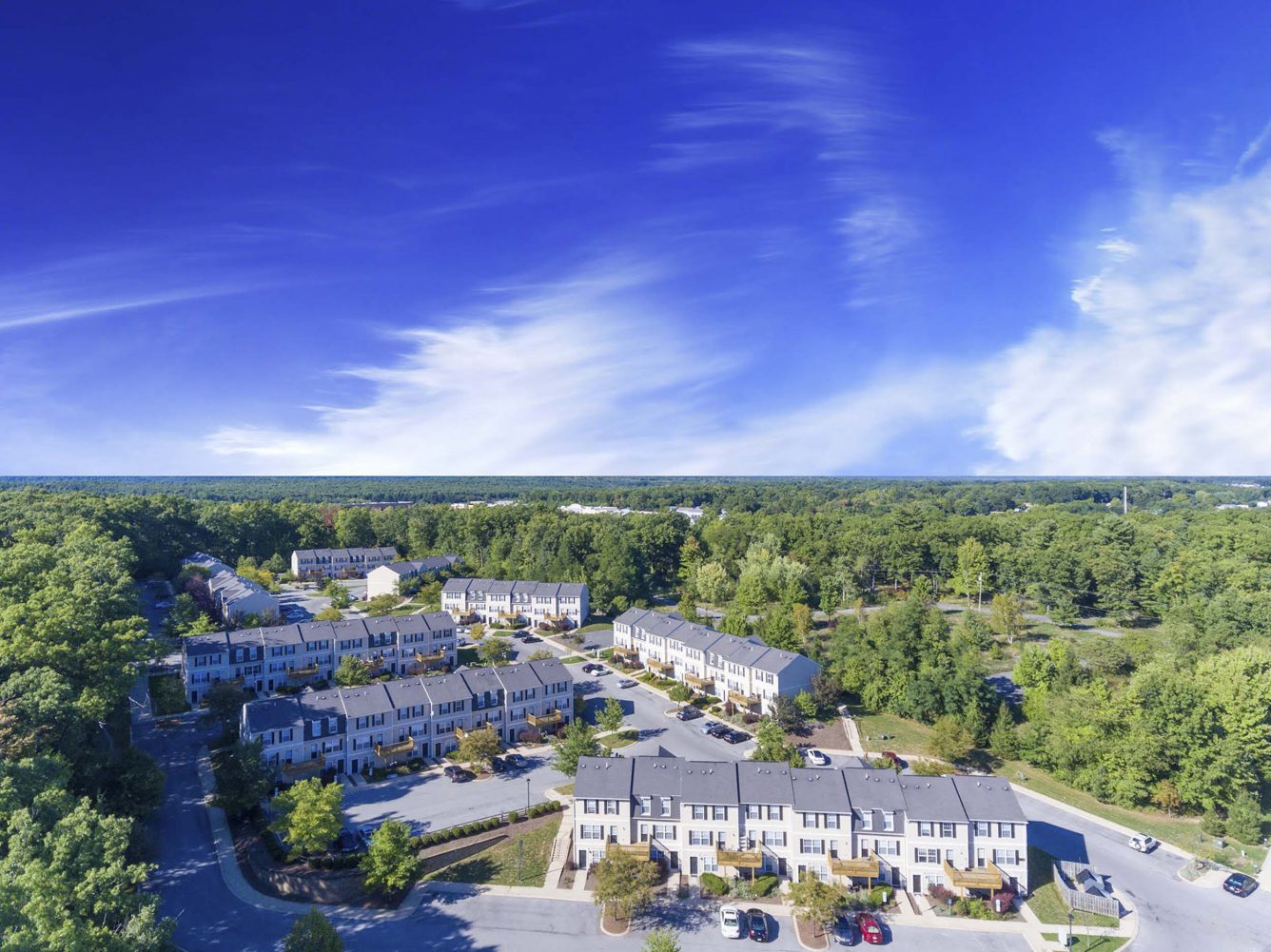 Panorama shot of penn state student apartment community